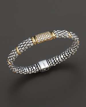 Lagos Caviar Oval Rope Bracelet with 18 Kt. Stations and Diamonds Lagos Caviar Oval Rope Bracelet with 18 Kt. Stations and Diamonds