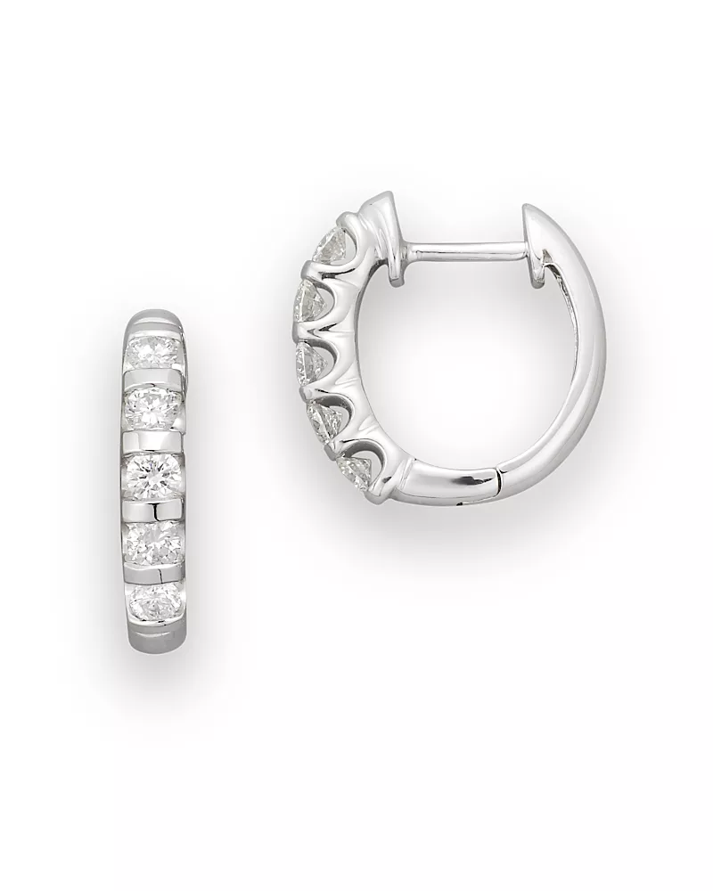 Diamond Hoop Earrings 14K Gold, 0.50 tcw
