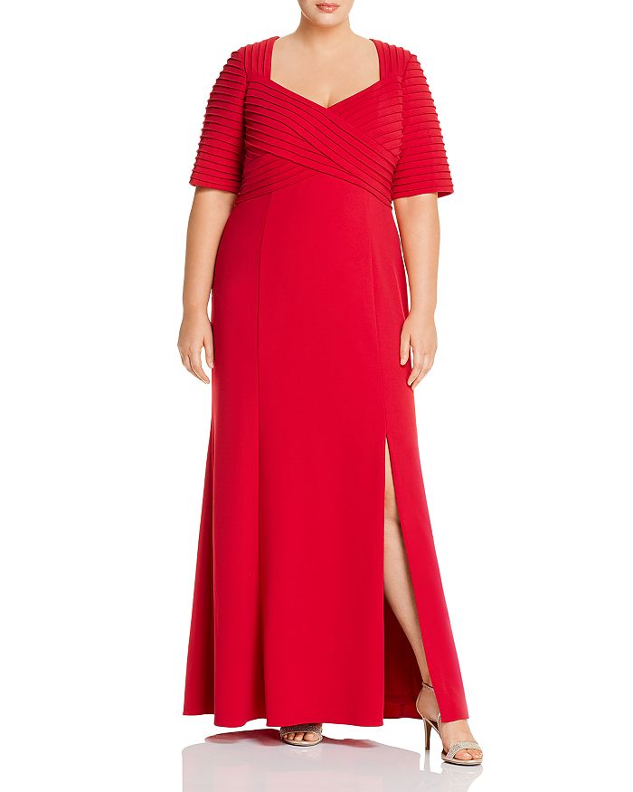 Adrianna Papell Plus Crepe Gown In Spiced Apple