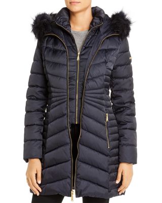 laundry puffer coat with faux fur hood