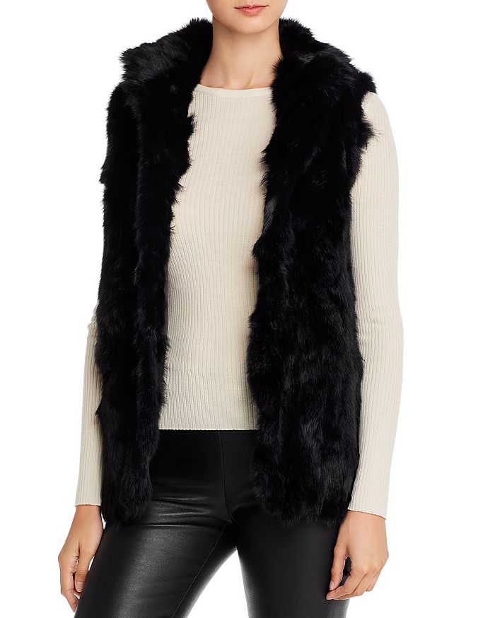 Adrienne Landau Rabbit Fur Vest In Black