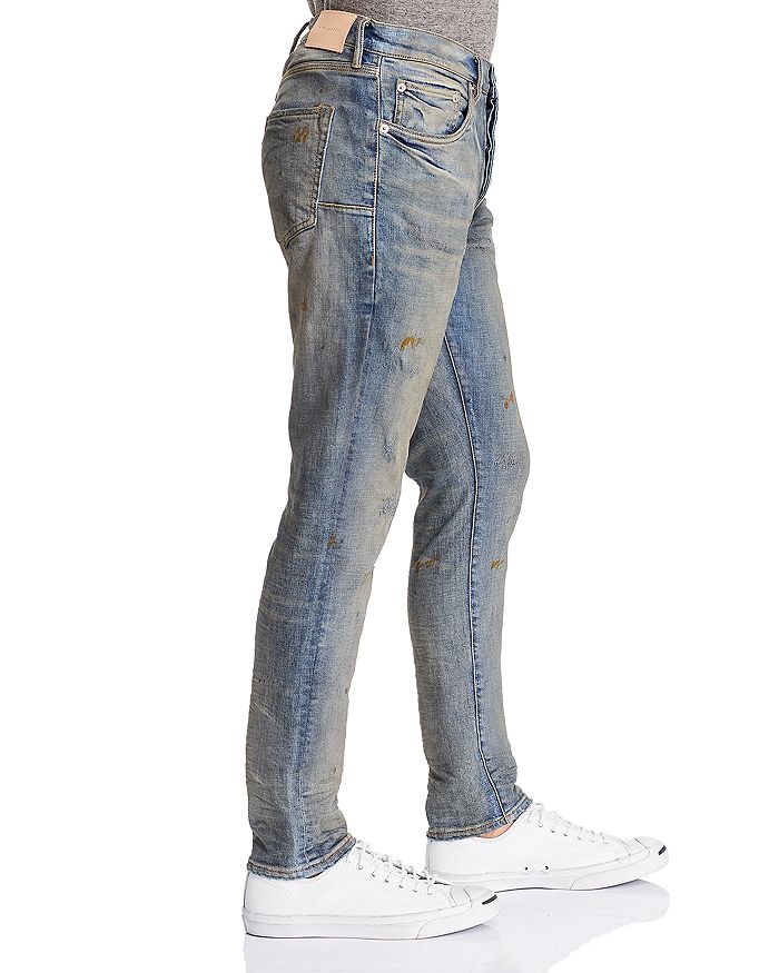 Oil-splashed Skinny Fit Jeans In Indigo Oil