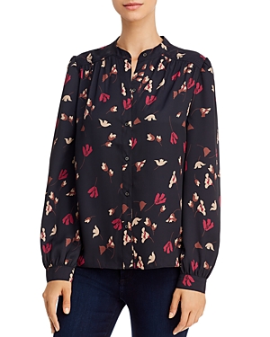 Joie Myella Floral-print Blouse In Caviar
