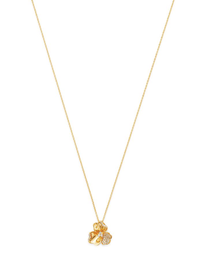 Bloomingdale's Diamond Flower Pendant Necklace In 14k Yellow Gold, 0.20