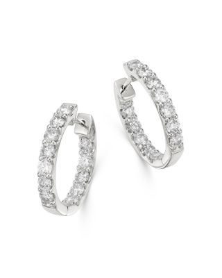 Bloomingdale's Fine Collection - Diamond Oval Inside Out Hoop Earrings in 14K White Gold, 2.0 ct. t.w. - Exclusive