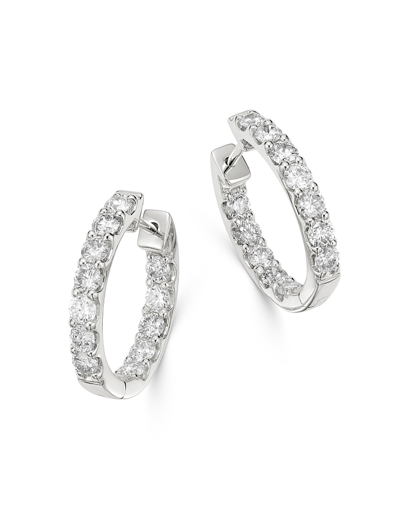 Bloomingdale's Fine Collection Diamond Oval Inside Out Hoop Earrings in 14K White Gold, 2.0 tcw