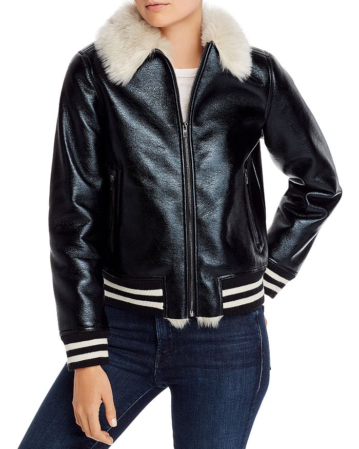 MOTHER THE FAUX FUR LINED BOMBER JACKET,3676-705
