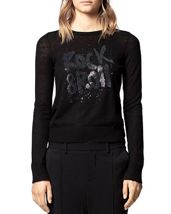 Zadig & Voltaire Sequined Rock & Roll Cashmere Sweater | Bloomingdale's