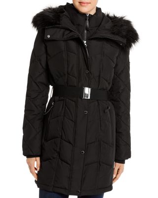 calvin klein faux fur trim parka