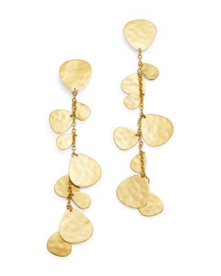 18K Yellow Gold Classico Crinkle Cascade Clip-On Earrings