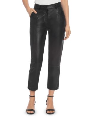 Pleated Leather Ankle Pants 