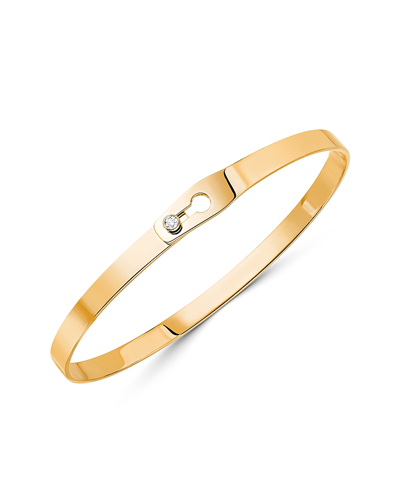 Dinh Van 18k Yellow Gold Serrure Bangle Bracelet With Diamonds In White/gold