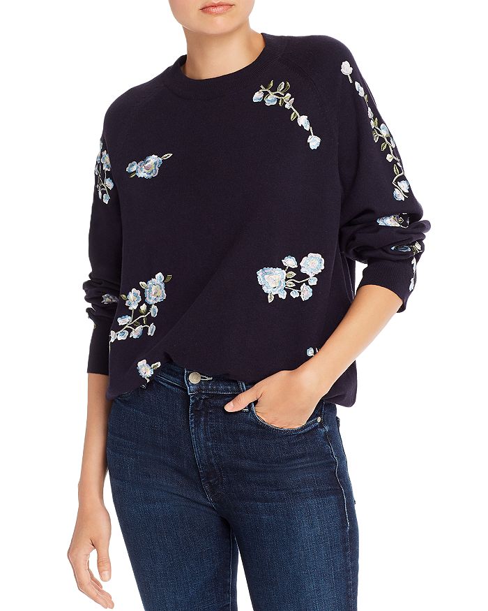 FRENCH CONNECTION Rielle Floral Embroidered Sweater | Bloomingdale's