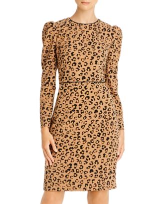 Donna Karan Long Sleeve Cheetah-Print Sheath Dress | Bloomingdale's