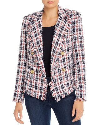 navy and red tweed blazer