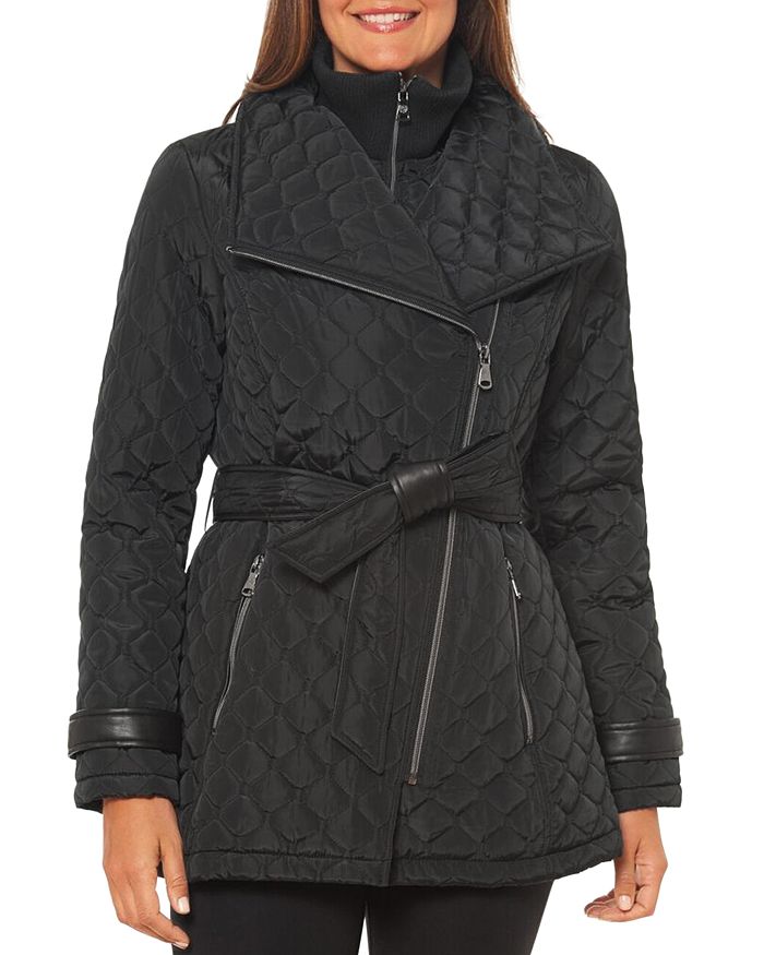 Vince Camuto Short Quilted Coat In Black