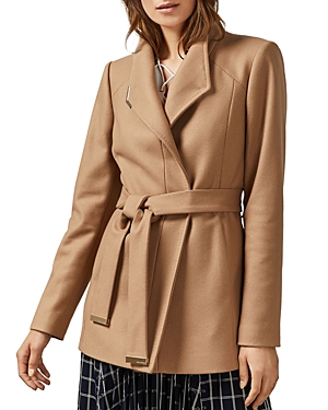 Ted Baker Drytaa Belted Short Coat In Camel
