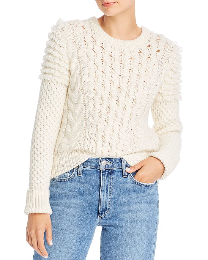 Eleven Six Mixed-knit Mila Sweater In Ivory