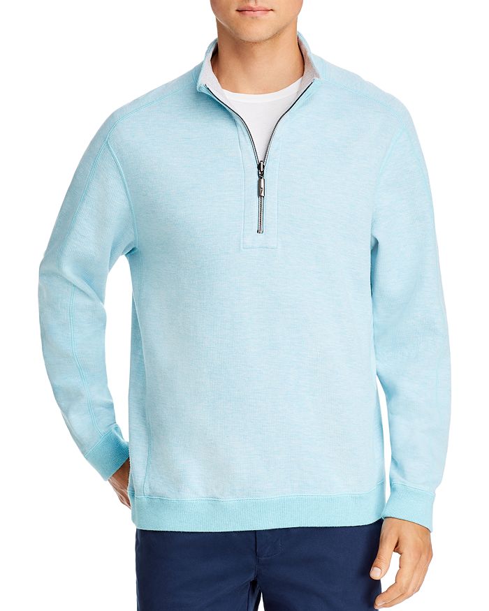 Tommy Bahama Flipsider Reversible Half-zip Sweatshirt In Hummingbird Blue