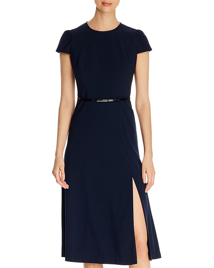 ELIE TAHARI MICIELA BELTED FIT-AND-FLARE DRESS,E8098629