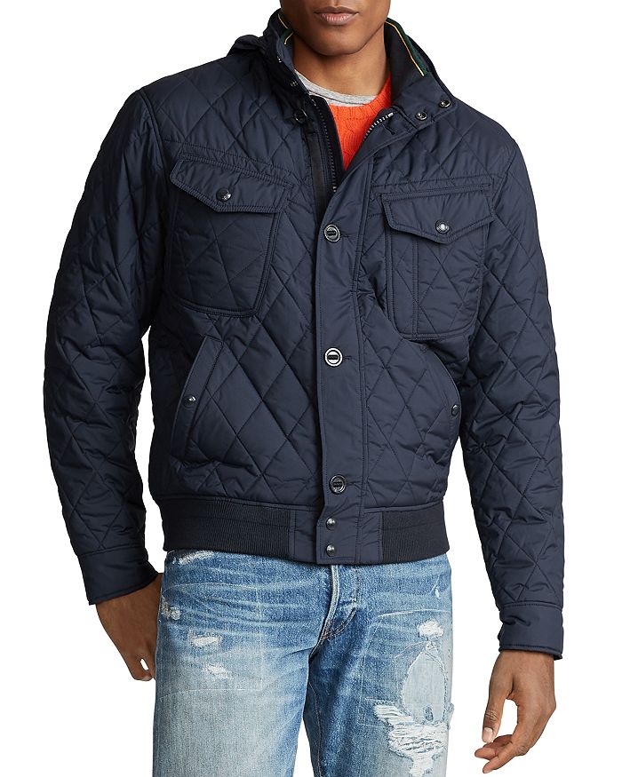 Shop Polo Ralph Lauren Quilted Bomber Jacket In College Navy