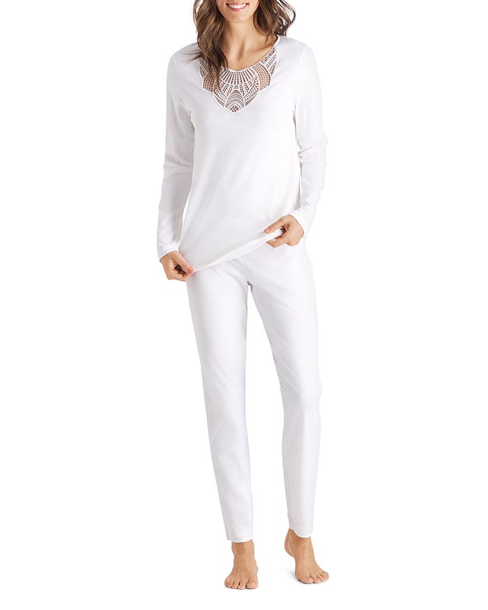 Hanro Adina Pajama Set In Off White