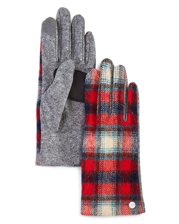 Echo Heritage Plaid Tech Gloves In Cherry Red