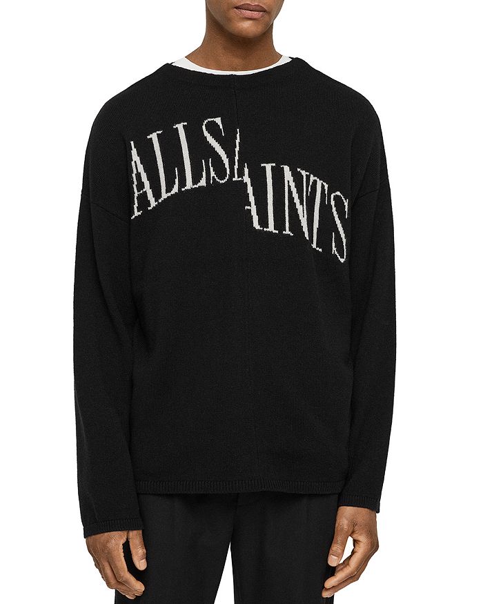 Allsaints Split Saints Crewneck Sweater In Black