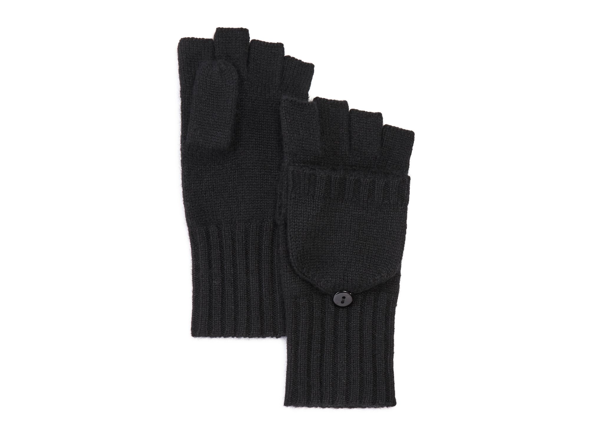 Ribbed Knit Cashmere Pop Top Mittens - Exclusive - Image 1