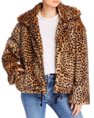 REBECCA MINKOFF good FAUX FUR LEOPARD HUDSON JACKET