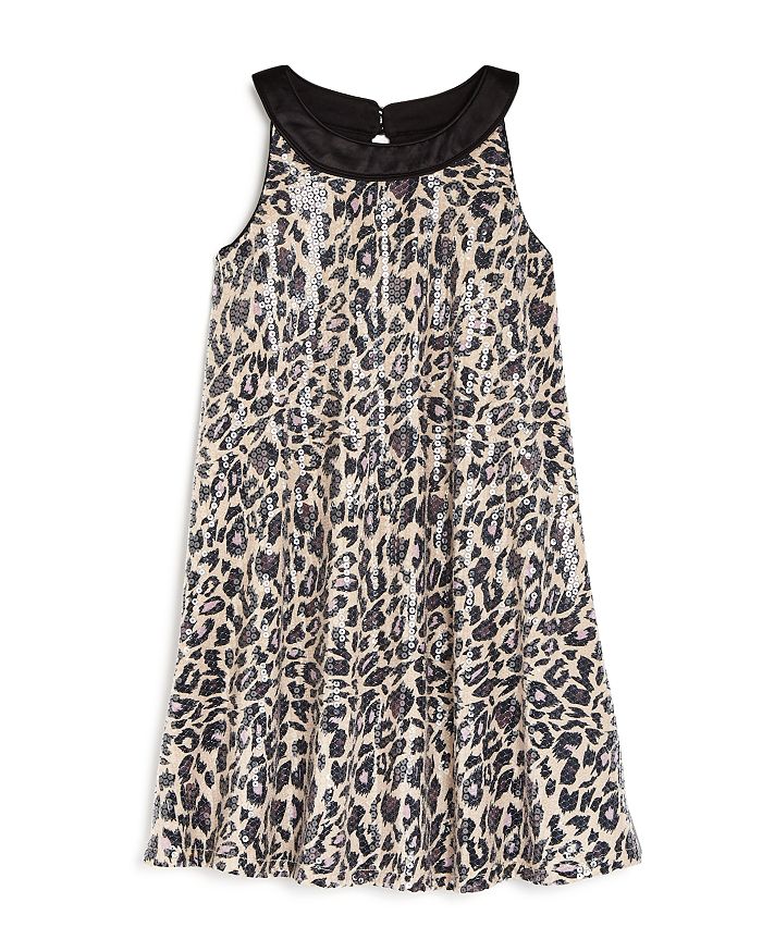 Us Angels Girls Sequined Cheetah Print Dress Little Kid