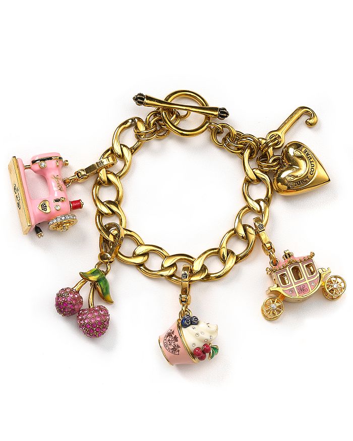 JUICY COUTURE NECKLACE TRIPLE STRAND MULTI CHARMS