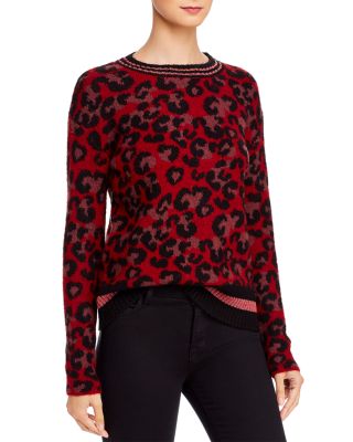 AQUA - Leopard Jacquard Crewneck Sweater - 100% Exclusive