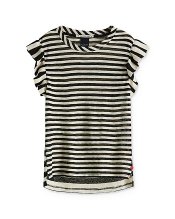 Scotch R Belle Girls Striped Ruffle Tee Little Kid Big Kid