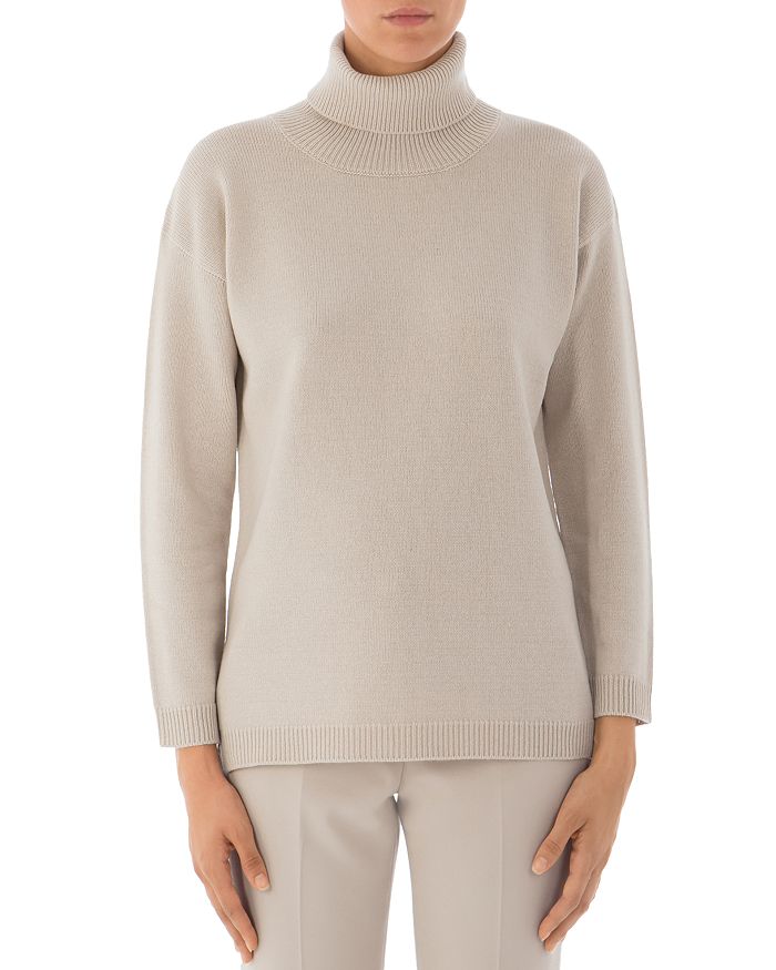 Peserico Virgin Wool, Silk & Cashmere Turtleneck Sweater In Medium Beige