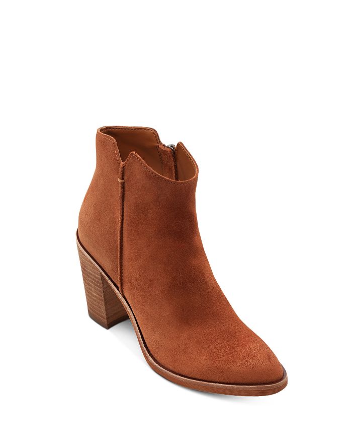 Dolce Vita Women's Seyon Stacked Heel Ankle Booties In Brown Suede