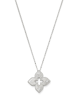 Roberto Coin 18K White Gold Petite Venetian Princess Diamond Pendant Necklace, 17