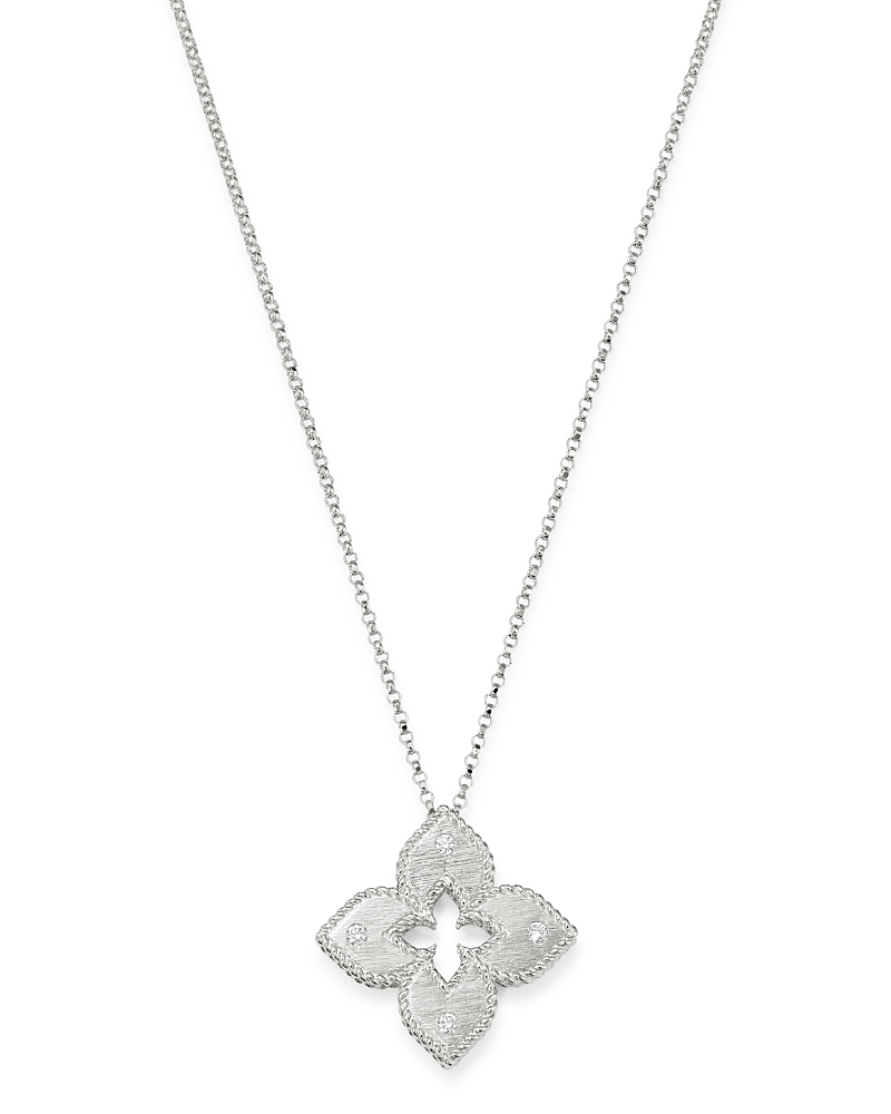 Roberto Coin Women's Petite Venetian Extra-small 18k White Gold & Diamond Pendant Necklace In White
