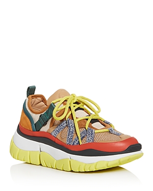 CHLOÉ WOMEN'S BLAKE MIXED PLATFORM LOW-TOP SNEAKERS,C19W25018