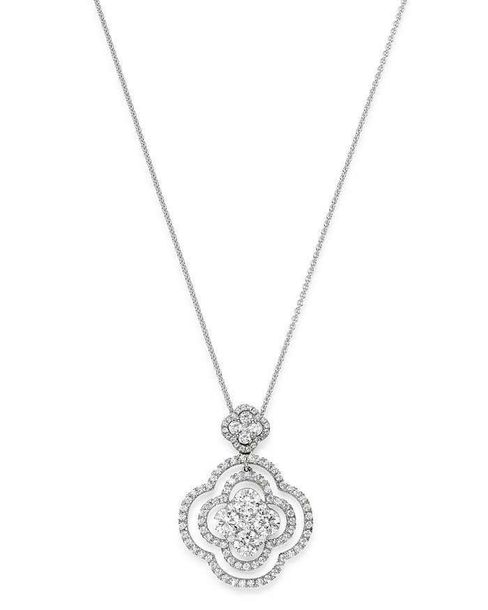 Bloomingdale's Cluster Diamond Clover Pendant Necklace In 14k White Gold, 2.30 Ct. T.w. - 100% Exclusive