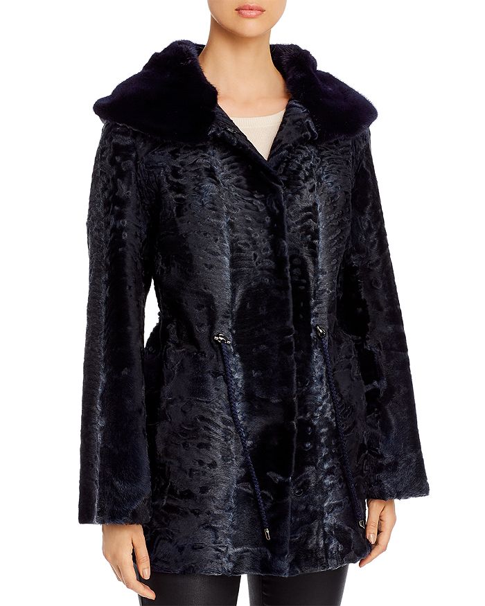 Maximilian Furs Persian Lamb Shearling Coat With Mink Fur Lined Hood - 100% Exclusive In Skyblue