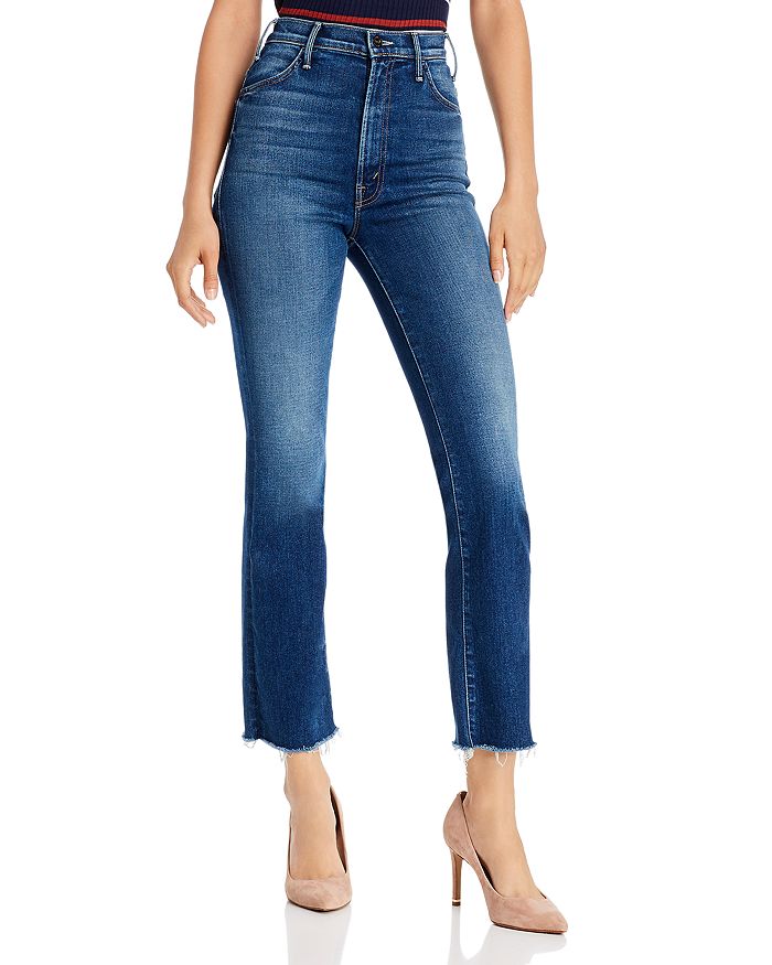 MOTHER THE HUSTLER ANKLE FRAY FLARED JEANS IN NIGHT CLUBBING,1117-756