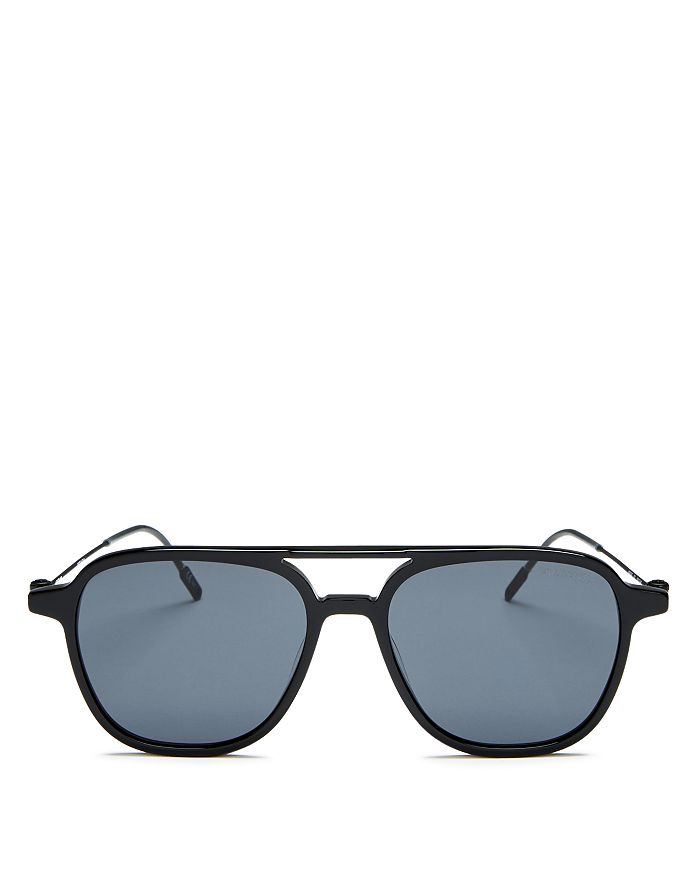 Montblanc Men's Brow Bar Aviator Sunglasses, 53mm In Shiny Black/gray