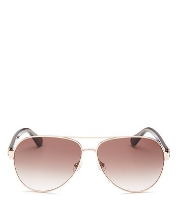kate spade new york Women's Geneva Brow Bar Aviator Sunglasses, 59mm ...