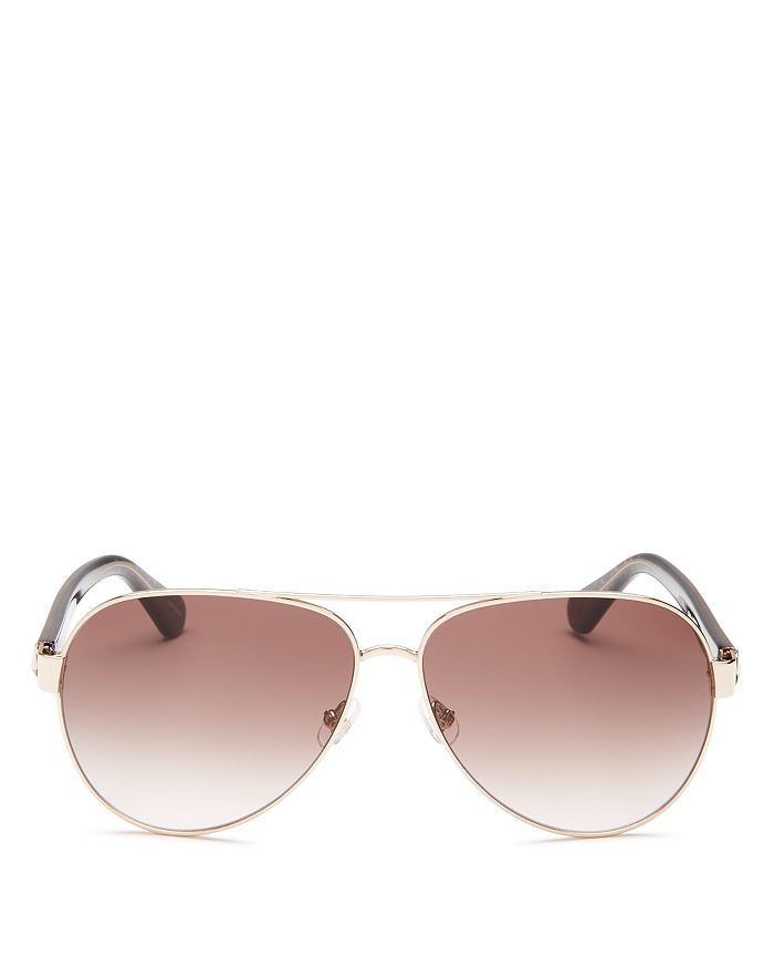 Kate Spade New York Women's Geneva Brow Bar Aviator Sunglasses, 59mm In Brown/brown Gradient