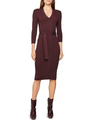 REISS Alicia Belted Knit Bodycon Dress | Bloomingdale's