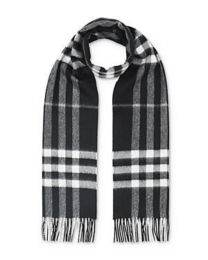 Burberry Giant Check Cashmere Scarf In Black