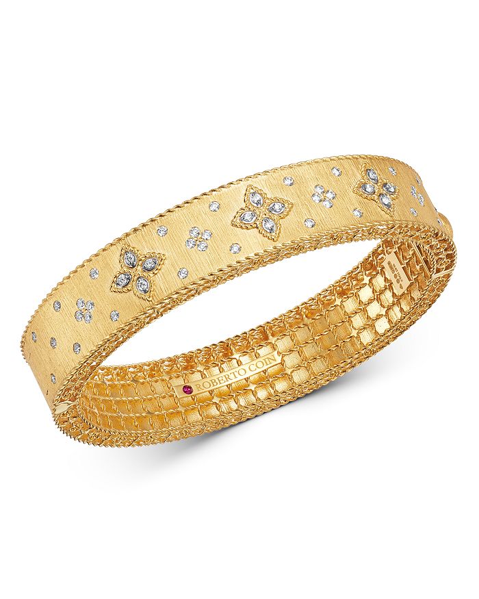 Roberto Coin 18k Yellow Gold & 18k White Gold Venetian Princess Diamond Bangle Bracelet In White/gold