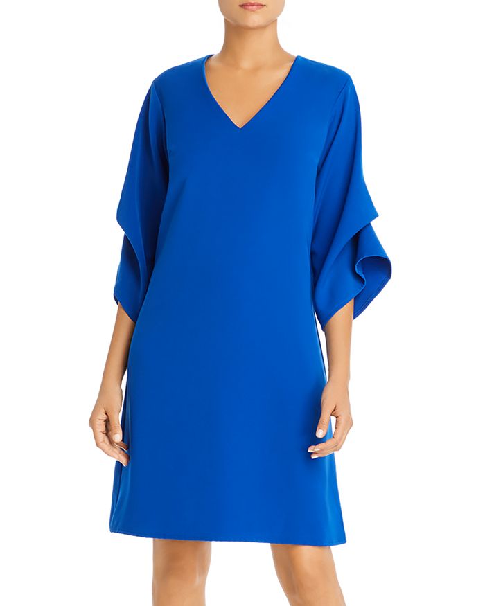 Snider Royal Ruched-sleeve Dress In Blue