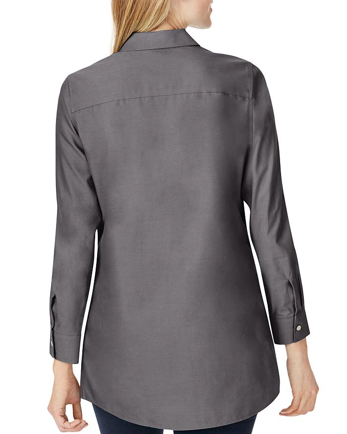 Shop Foxcroft Cici Cotton Non-iron Tunic Shirt In Charcoal